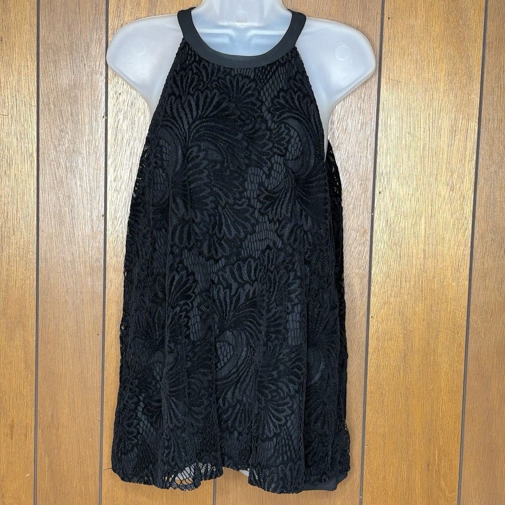 LOFT Halter Top Black‎ Lace M Elegant Boho Goth Romantic Y2K Whimsigoth Festival